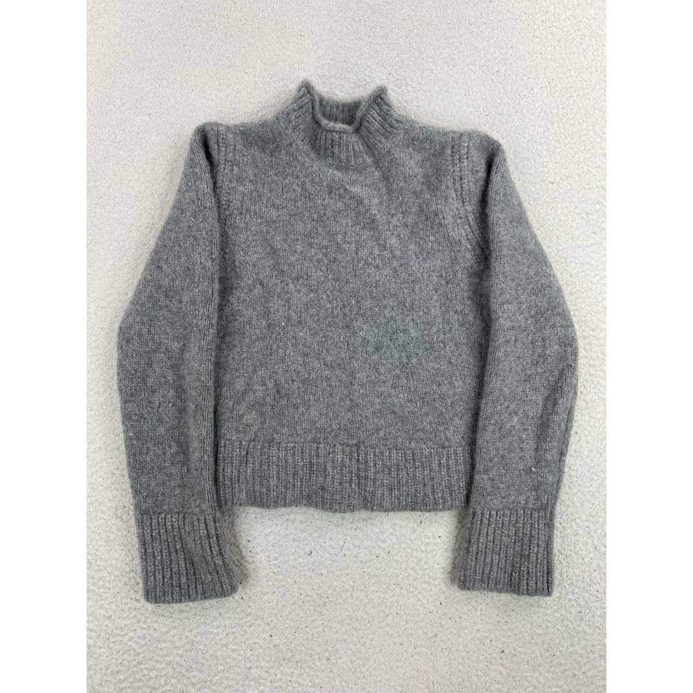 J Crew Sweater Womens Small Gray 100% Cashmere Mock Neck Raglan Knit Pullover